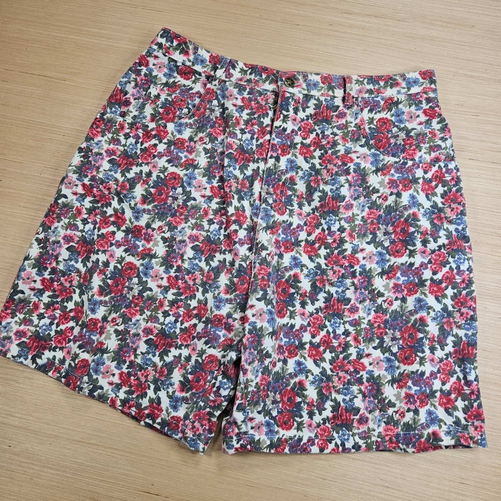 Retro Cottagecore Floral High Rise Mom Shorts Women 24W Center Aisle Boho